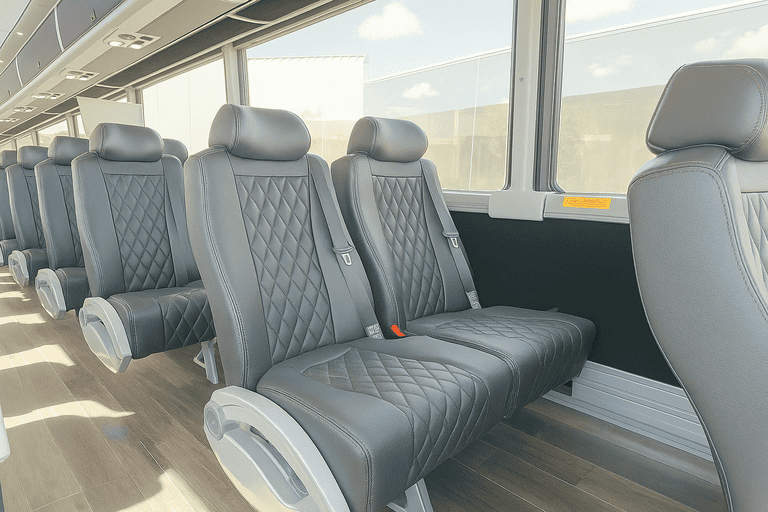 interior of Queen Creek Coach Bus Service charter bus