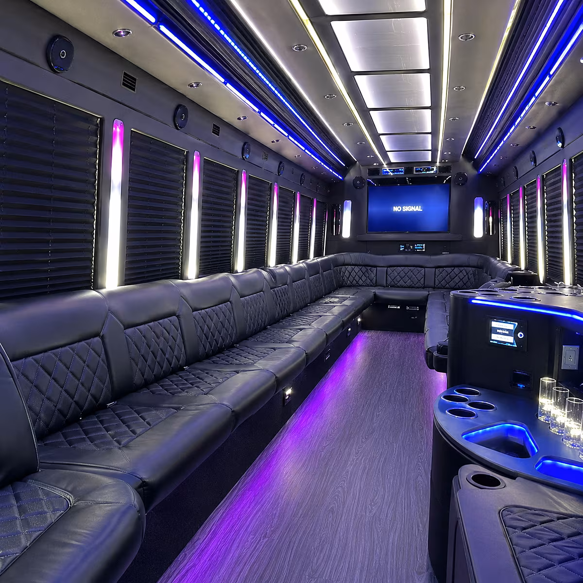 queen creek 30 passenger party bus inside