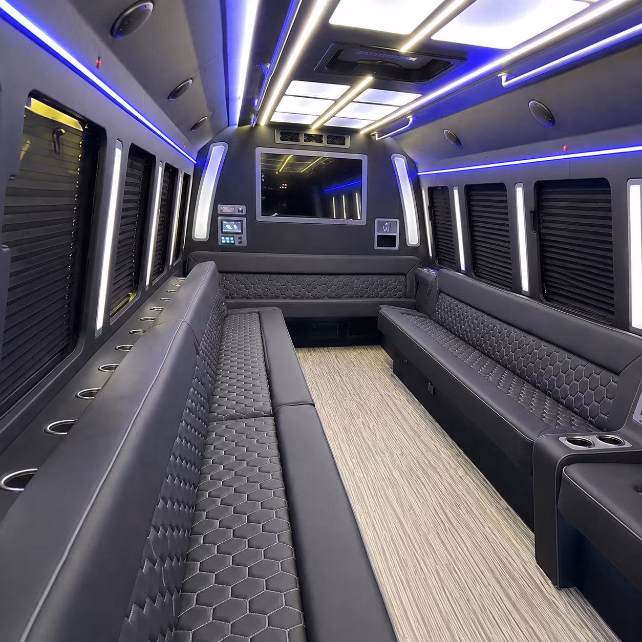 queen creek 40 passenger party bus inside